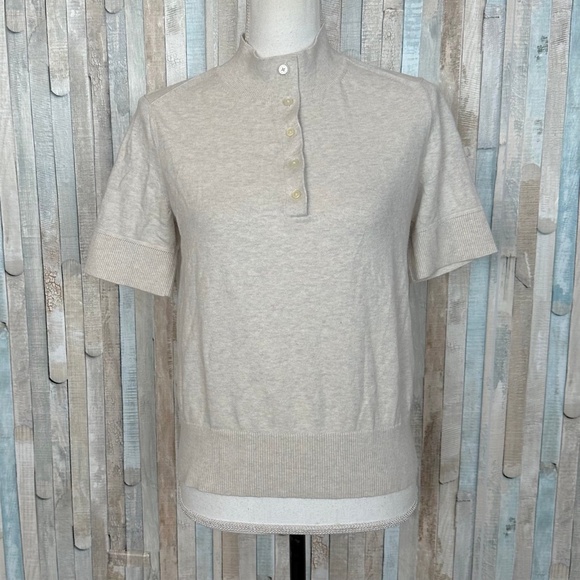 Everlane S The Organic Cotton Button Mockneck Pullover Sweater Knit Top Polo - Picture 2 of 7